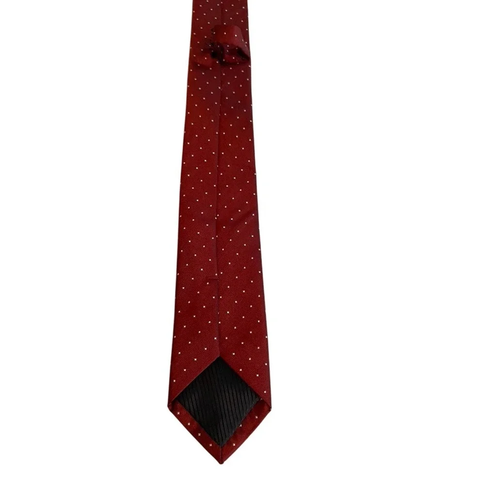 Handmade Burgundy Red Micro Dot Pattern Men's Necktie Polyester‎ Formal Tie